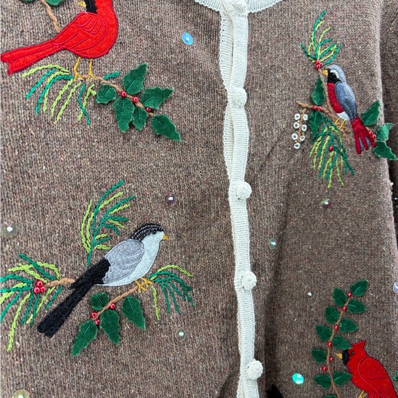 Vintage Mercer Street Studio Sweater with Cardinals, Size L - Picture 3 of 6